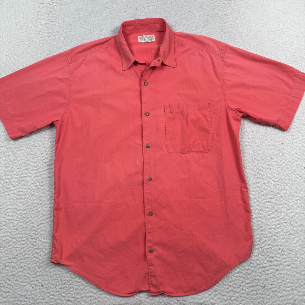 Banana Republic Safari & Travel Clothing Co‎ Shirt Men M Button Up S/S Coral VTG